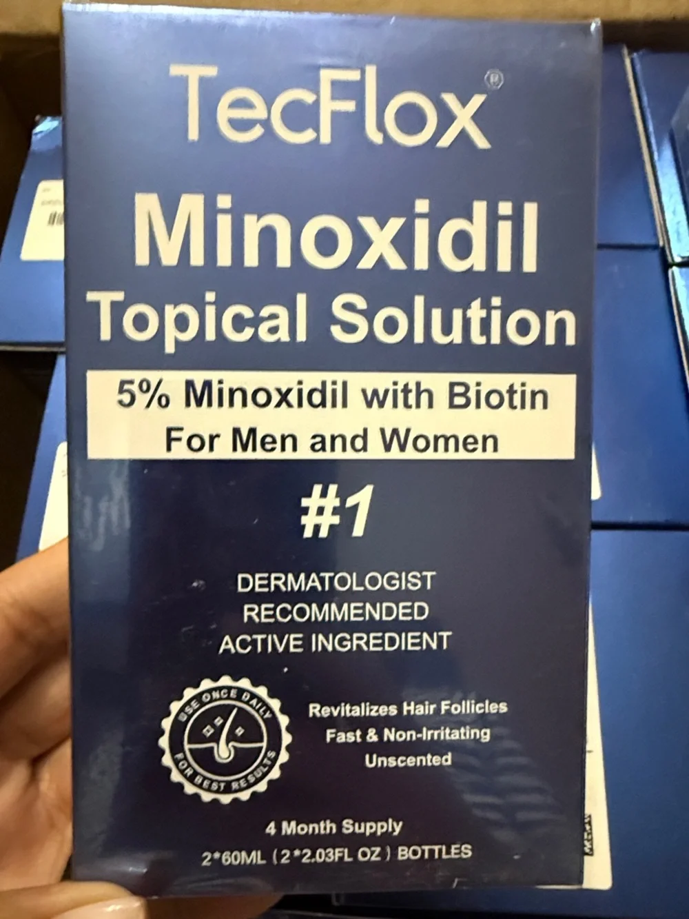 2 boxes Minoxidil Topical Solution 5%  Men & women - 4 bottles = 8 month supply